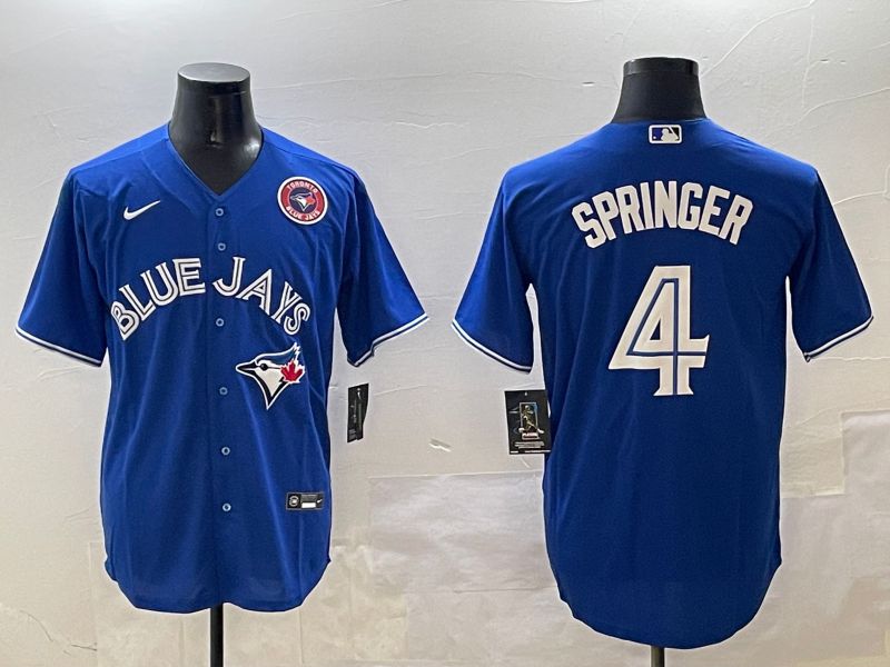 Men Toronto Blue Jays #4 Springer Blue Game 2025 Nike MLB Jersey style 4